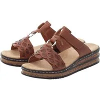 Rieker Pantolette Keilabsatz, Sommerschuh, Schlappen mit Riemchen in Flechtoptik