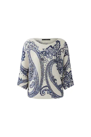 Oui - Pullover white blue - Gr. - 42