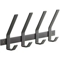 SO-TECH® Garderobenleiste Hakenleiste Blackline ALBA schwarz pulverbeschichteter Stahl (1 St), Breite 345 mm mit 4 Haken groß, inkl. Befestigungsset