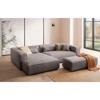 LeGer Home by Lena Gercke Ecksofa PIARA XXL Cord, L-Form, Schlaffunktion, Hocker stellbar zum Schlafsofa (Krokodilverbinder), tiefe Sitzfläche