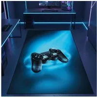 Carpetia Designteppich Gaming Teppich, rechteckig, Höhe: 5 mm, mit grafischen Gaming-Motiven in Neon-Optik