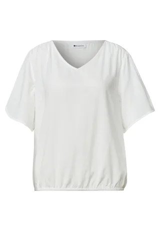 Street One - Kurzarm Blusenshirt mit V-Neck off white - Gr. - 38