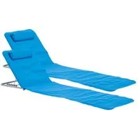 en.casa Gartenliege, Set, 2 St., »Cellorigo« Strandmatte mit verstellbarer Rückenlehne Blau