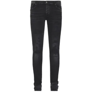 Amiri Slim Fit Thrasher Plus Jeans aus gealtertem schwarzem Denim