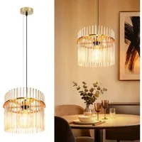 ZMH Pendelleuchte Glas, 1-flammige Esstischlampe E27, höhenverstellbare Hängeleuchte, ohne Leuchtmittel, für Esszimmer, Küche und Schlafzimmer