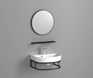 Neuesbad Badmöbel--Set 510mm (Becken, Konsole, Spiegel, Ablage), B:450mm, T:360mm NB1STD455001