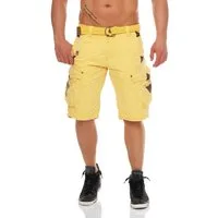 Geographical Norway Cargoshorts Herren Shorts G-PERLE (mit abnehmbarem Gürtel) in Unifarbe, Camouflage