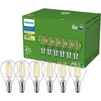 Philips LED-Leuchtmittel Ultraeffiziente E14, 6er-Pack, 100W, Warmweiß, E14, 6 St., Warmweiß, EyeComfort, Lange Lebensdauer, Klassisches Design, Klar