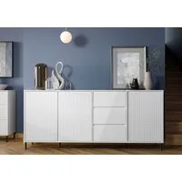Home affaire Sideboard viel Stauraum, Soft Close, 3 Türen und 3 Schubkasten, mit Metallfüßen, Breite 212 cm, grifflos, Fronten geriffelt