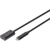 Aktives USB 3.2 Gen 2 Verlängerungskabel, USB-C Stecker > USB-C Buchse schwarz, 5 Meter, Repeater Kabel
