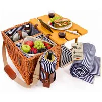 SÄNGER Picknickkorb Borkum (Set, 25 St., Picknickkorb), 4 Personen, integrierter Tisch & Kühltasche