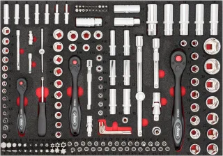 VIGOR Steckschlüssel-Werkzeug Satz, V4188, Vierkant6,3 mm (1/4 Zoll), Vierkant10 mm (3/8 Zoll), Vier