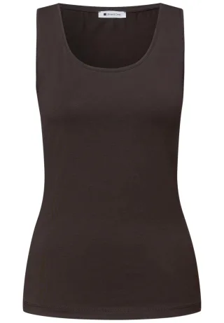 Street One - Basic Top mit Rundhals in Unifarbe espresso brown - Gr. - 42