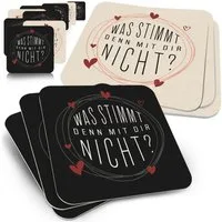 Funke & Brand Bierdeckel "Was stimmt denn mit dir nicht?" - 50 Stück - Witziges Design