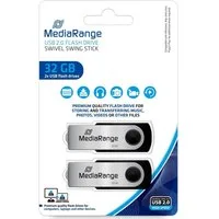 Mediarange Mediarange USB Stick 32GB Speicherstick Swivel Swing silber 2er Pack USB-Stick