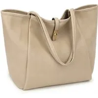 TAN.TOMI Schultertasche Damen Umhängetasche PU Leder Tote Shopper Bag Reise Geldbörse, Mit Drehverschluss und Innentasche für Arbeit, Schule, Einkauf