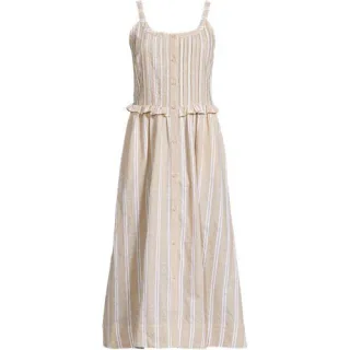 Soft Ease Midikleid mit Biesen aus Leinenmix, Damen,  Weiß, Baumwolle/Leinen, by Lands' End