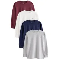 Next Langarmshirt 4 x Langarmshirts mit Hirschstickerei (4-tlg)