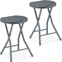 relaxdays Hocker Rattan Klapphocker 2er Set