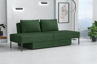 Sofa mit Schlaffunktion GORKA 3in1 – Bett, Liege & Sofa in Stoff Velo Grün