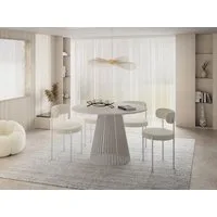 WFL GROUP Esstisch Naro ausziehbar rund modern mit Metallbeinen in Kaschmir (MADE IN EU, erhältlich in 2 Größen – 100/120 cm, ausziehbar auf 180/200 cm), platzsparender Tisch für kleine Küche, Esszimmer oder Wohnzimmer