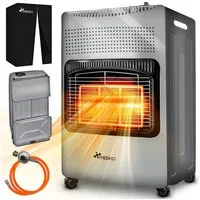 TRESKO Heizstrahler 4200 W Gasheizung + Abdeckung Gasheizer 3 Stufen Gasofen Gasheizofen