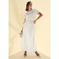 MADELEINE Maxirock Elastischer Maxi-Rock aus Viskose Unifarbenes Design, ohne Kragen, ohne sichtbaren Verschluss