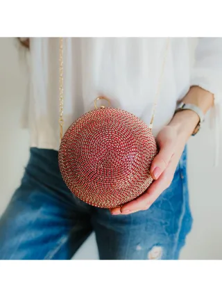 Julie Julsen Handbag Metall mit Zirkonia rot