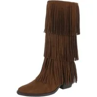 Ital-Design Fransenstiefel für Damen – Komfortabel und Trendig Westernstiefel (90704168) Blockabsatz Stiefel in Braun