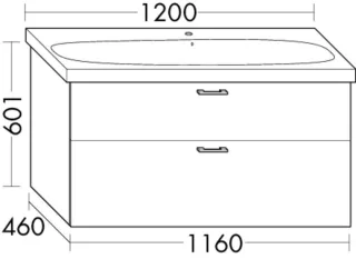 Burgbad Waschtischunterschrank Sys30 PG3 Diago 601x1160x460 Weiß Matt, WVZB116F3351 WVZB116F3351