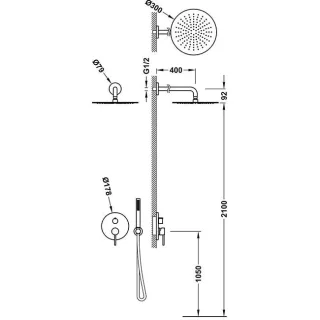 Tres Bausatz 2 Wege Unterputz Einhebelmischer Rapid box für die Dusche , 26238004 26238004