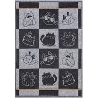 Kracht Geschirrtuch Kracht Geschirrtuch Halbleinen Katzen in Schwarz 50x70 cm, (1-tlg), Halbleinen Gschirrtuch schwarze Katzen