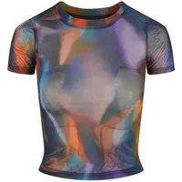 URBAN CLASSICS T-Shirt Urban Classics Damen Ladies AOP Mesh Tee (1-tlg)