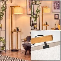 hofstein Stehlampe Stehlampe aus Holz/Metall/Stoff in Natur/Schwarz/Beige/Weiß, ohne Leuchtmittel, skandinavische Leuchte, Ø 35 cm, Ablagefläche u. Fußschalter, 1 x E27