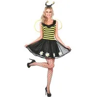 JADEO Kostüm Süsses Bienen-Kleid Bienen-Kostüm für Damen schwarz-gelb