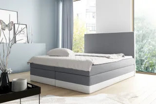 Boxspringbett Schlafzimmerbett VELARO 180x200cm Grau- Weiss