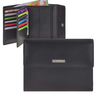 Esquire Seniorengeldbörse 17 Kartenfächer Easy-Handling Comfort – Leder schwarz. Die ergonomische Geldbörse für Senioren mit maximaler Übersicht.