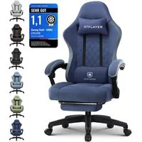 GTPLAYER Gaming-Stuhl Ergonomischer Gaming Sessel Schreibtischstuhl aus Stoff/Kunstleder (Pacekung), Federsitzkissen mit Fußstütze