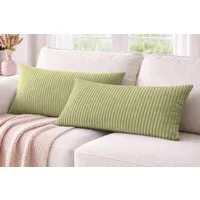 Amilian Dekokissen 40x80 cm 2er Set mit Füllung – Cord-Optik Sofakissen, mit Füllung und Bezug, formstabil, Hotelverschluss