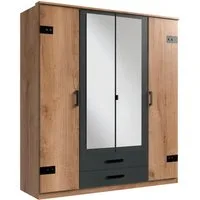 Wimex Kleiderschrank Cork, mit oder ohne Spiegel, rustikaler Look im Industrial Design wahlweise in 135cm oder 180cm breit, 58cm tief, 199cm hoch