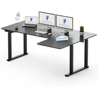 FLEXISPOT Schreibtisch Elektrisch höhenverstellbarer Tisch mit Doppelmotor (Höhenverstellbarer Schreibtisch elektrisch), Gaming Tisch, 4-Beinen, L-förm, 2 Motoren, 2-Fach-Teleskop