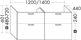 Burgbad WTU zu M3 Sys30 PG3 Diago 601x1400x440 Anthrazit Solid Matt, WYIE140F3358 WYIE140F3358