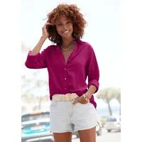 LASCANA Hemdbluse aus Leinenmix, Damenbluse mit Hemdkragen und Knopfleiste