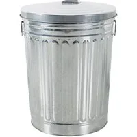 HAC24 Mülleimer Zink Abfalleimer Silber Garten Tonne Mülltonne Zinktonne Abfalltonne, mit Deckel 58 Liter und Tragegriffe