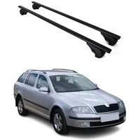 OMAC Dachträger Grundtäger für Skoda Octavia mk2 2004-2013 75kg Metall Schwarz 2 tlg (2-St), Wasserbeständig,Abnehmbar,Multifunktional,Leichtgewichtig