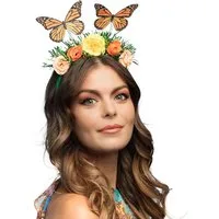 Boland Feen-Kostüm Diadem Schmetterling Fee Blumen-Haarreif mit Deko-Schmetterlingen, Accessoire für Feen- oder Naturkostüme