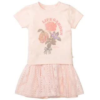 BASEFIELD - Md.-Set Kleid mit T-Shirt soft peach - Gr. - 92/98