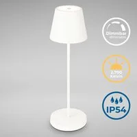 B.K.Licht Außen-Tischleuchte LED Akku Tischleuchte mit Touchdimmer, Dimmfunktion, LED fest integriert, Extra-Warmweiß, Kunststoff Metall mit USB Kabel und integrierter Batterie IP54 Ø12cm