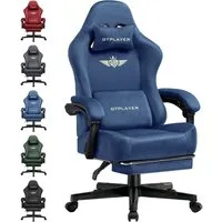 GTPLAYER Gaming-Stuhl aus Stoff mit Taschenfederkissen großer hoher Gamer Stuhl, 150KG (Gaming Chair mit hoher Rückenlehne und Fußstütze), Bürostuhl Gaming Sessel Gepolstert für Jugendliche und Erwachsene