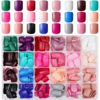 LuxusKollektion Kunstfingernägel 24er Pack Matt Eckig Press on Nails Set kurz Nägel mit Nagelfeile